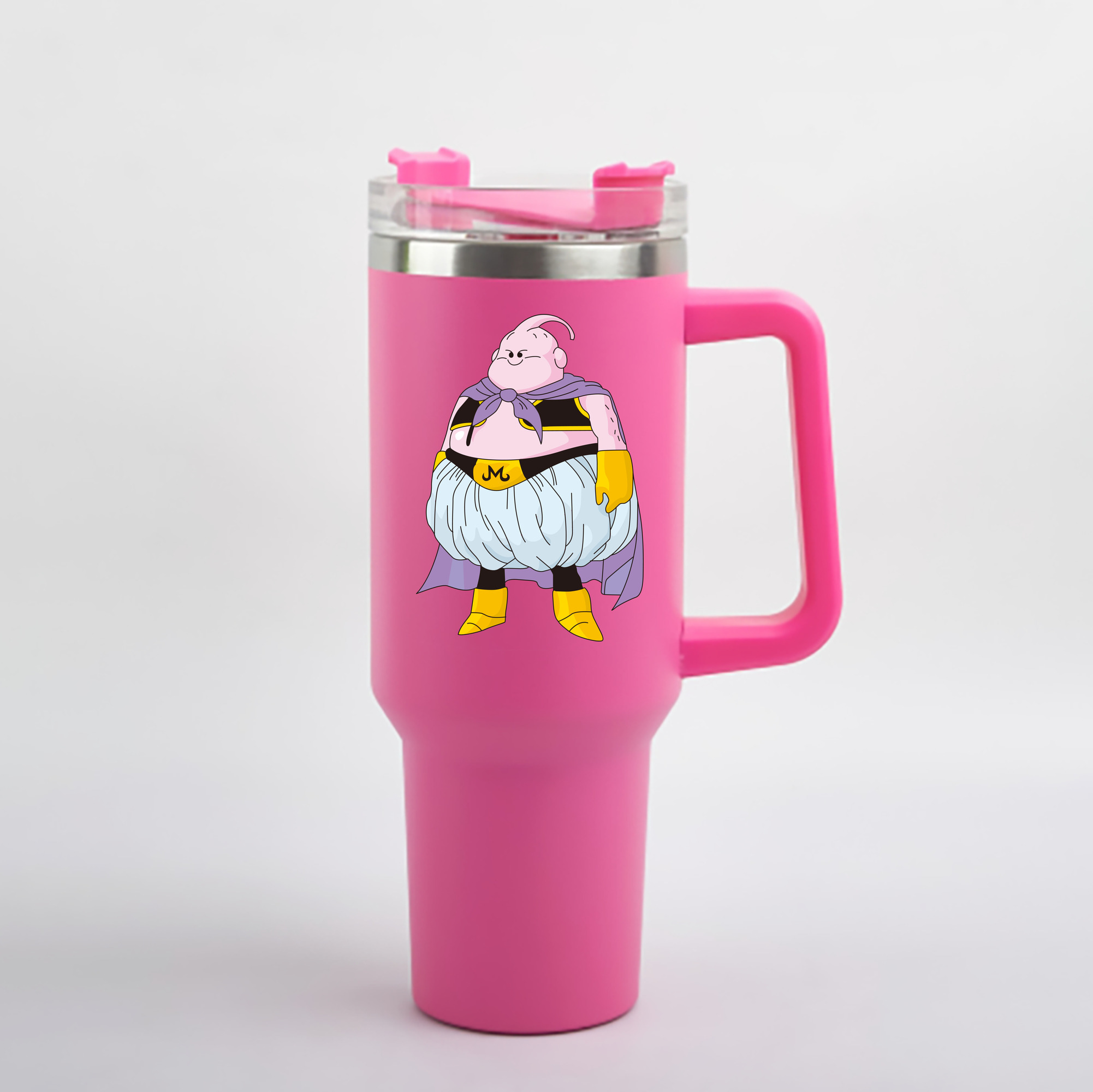 （画像用） ドラゴンボール 魔人ブウ DRAGON BALL Majin Buu 1200mL車用タンブラー - クリスタルステッカー（プラスチックストロー付き）